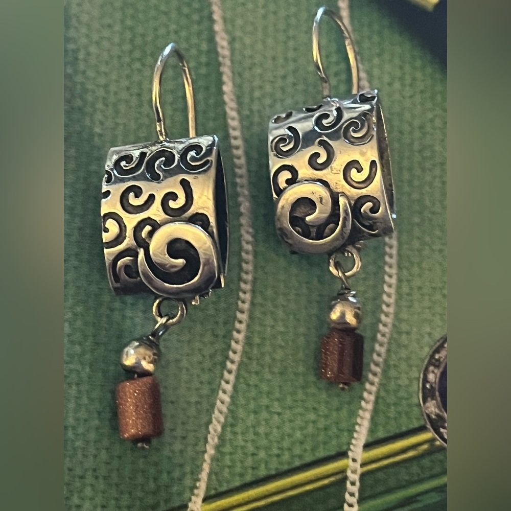 Silpada Earrings with Dangling Sandstone Drops.